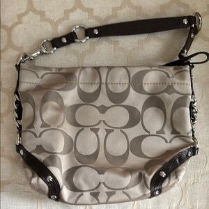 Coach Signature Shoulder Bag in Khaki and Brown